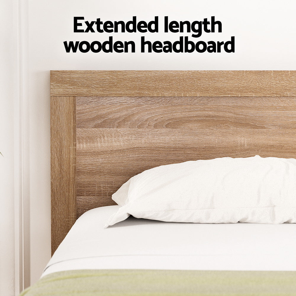 Oatmeal Acacia Wood Bed Frame — Double