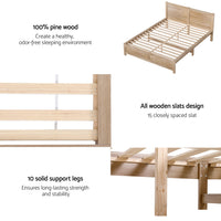 Oatmeal Acacia Wood Bed Frame — Double