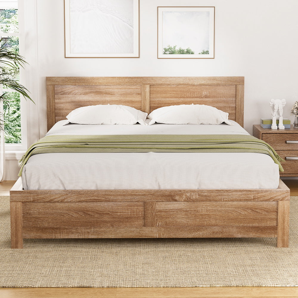Oatmeal Acacia Wood Bed Frame — Double