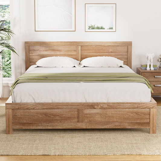 Oatmeal Acacia Wood Bed Frame — Double