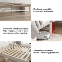 Artiss Double Wooden Bed Frame with 2 Drawer Platform Bed with 108cm Solid High Headboard White Bed Base for Bedroom Easy Assembly