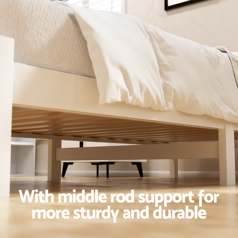 Sofie Timber Bed Frame with Storage Drawers — Single, White