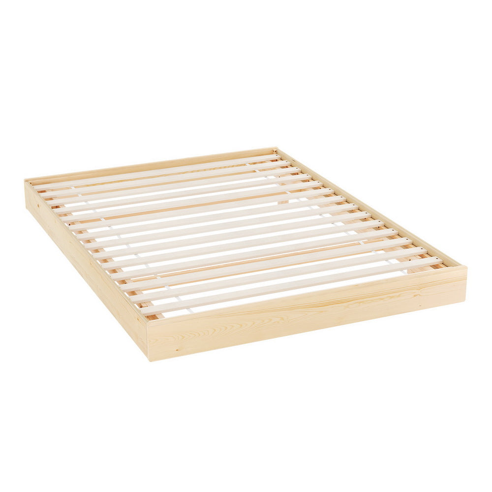 Artiss Odin Floating Timber Bed Frame — Double Platform Base, Wood