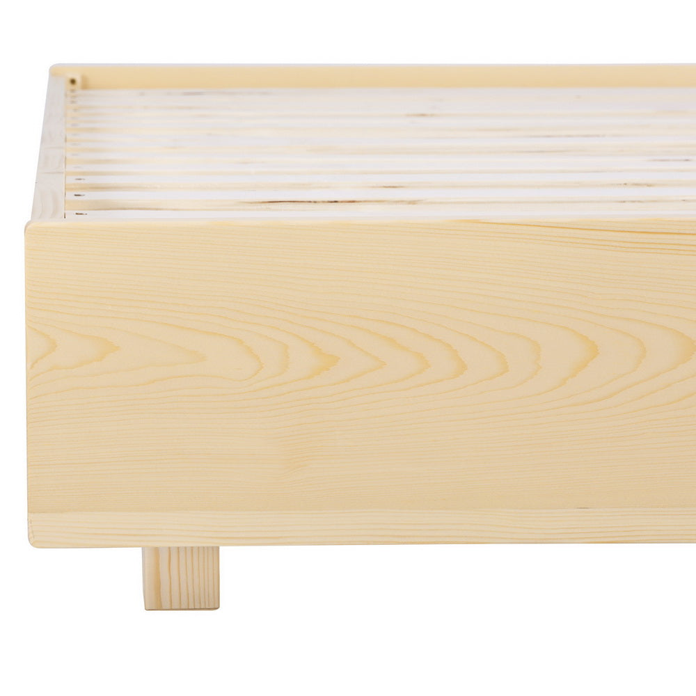 Artiss Odin Floating Timber Bed Frame — Double Platform Base, Wood