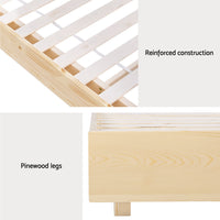 Artiss Odin Floating Timber Bed Frame — Double Platform Base, Wood