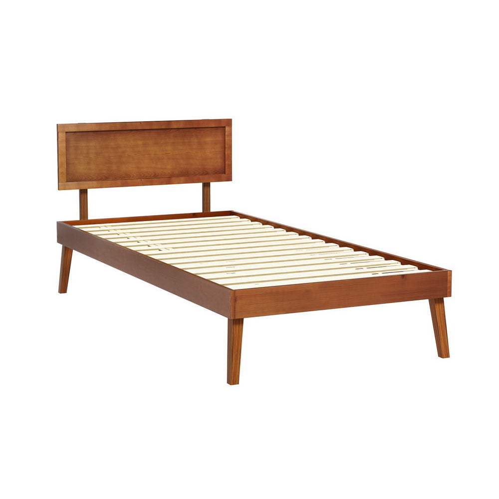 Splay Walnut Pine Bed Frame — Single