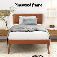 Splay Walnut Pine Bed Frame — Single