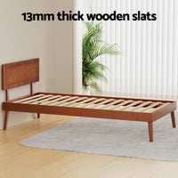 Splay Walnut Pine Bed Frame — Single