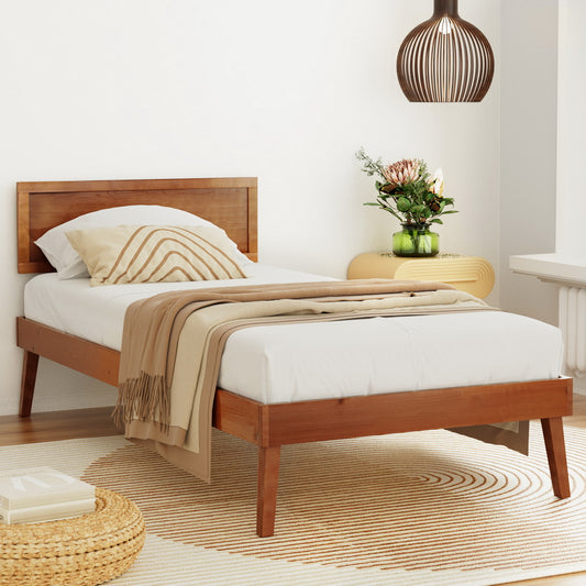 Splay Walnut Pine Bed Frame — Single